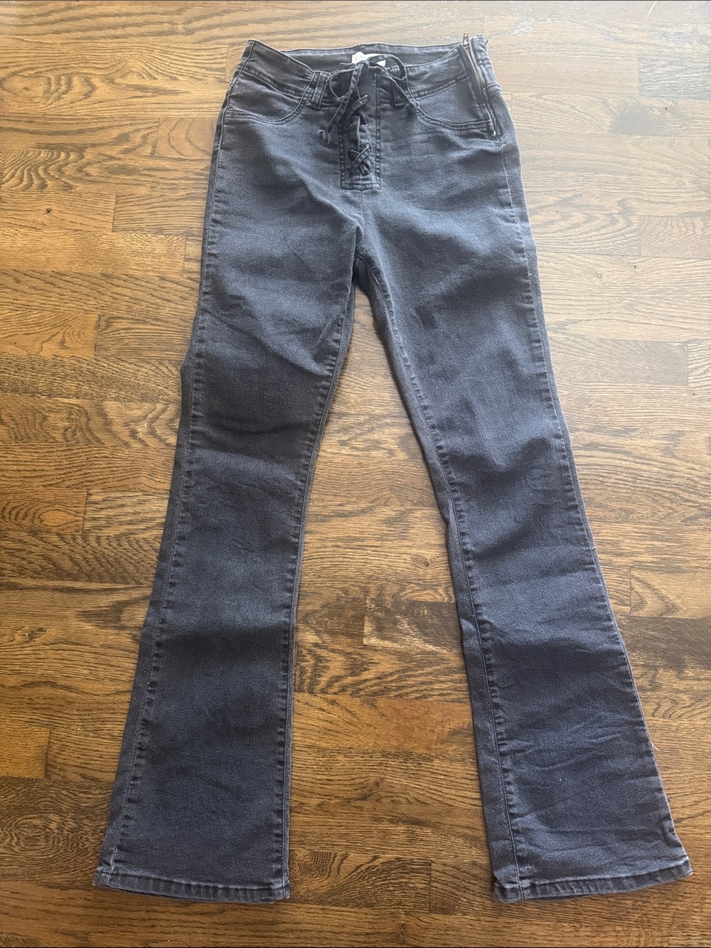 Forever 21 Black Lace-Up Flare Jeans